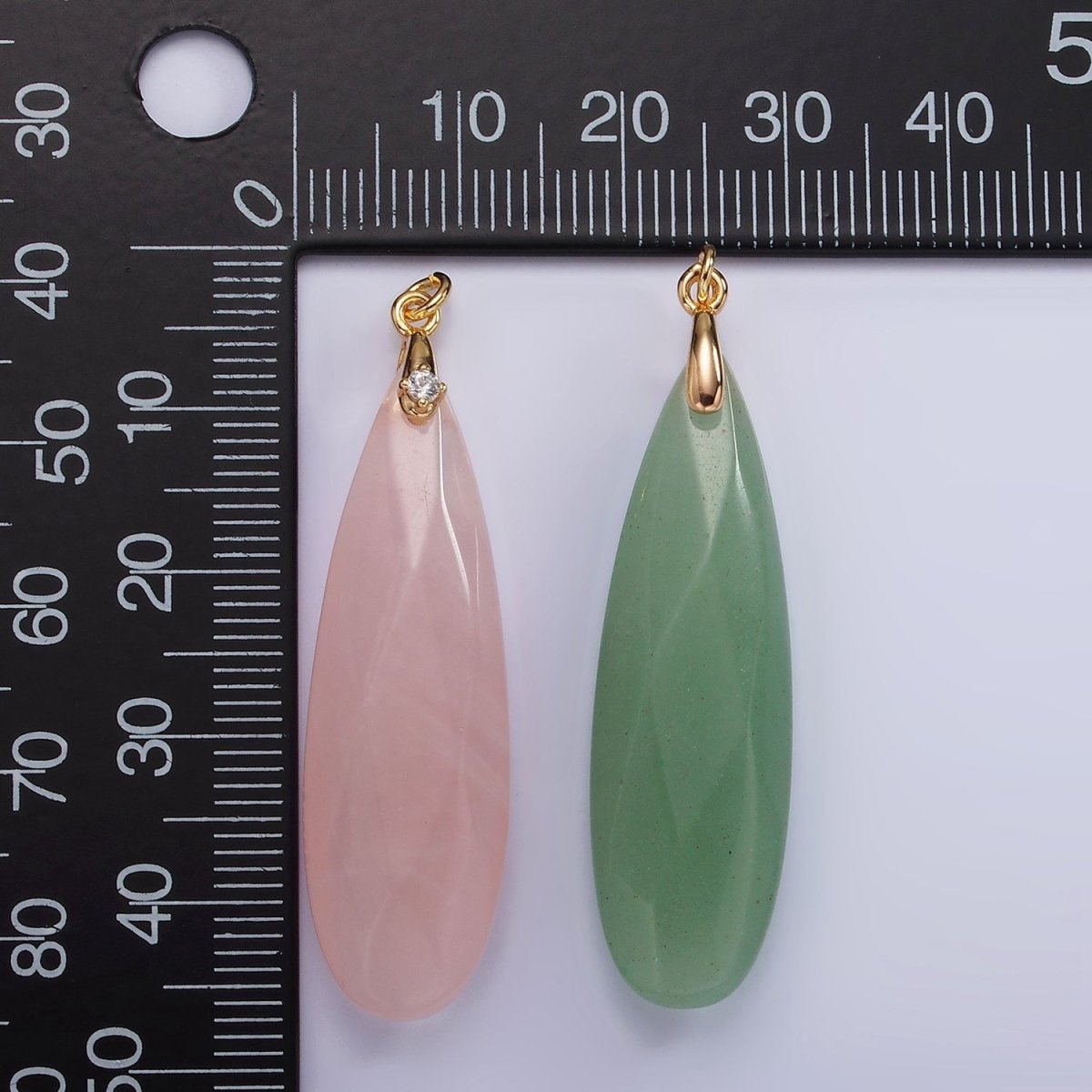 14K Gold plated 45mm Natural Gemstone Teardrop Briolette Beads Charm | AC921 - AC927 - DLUXCA