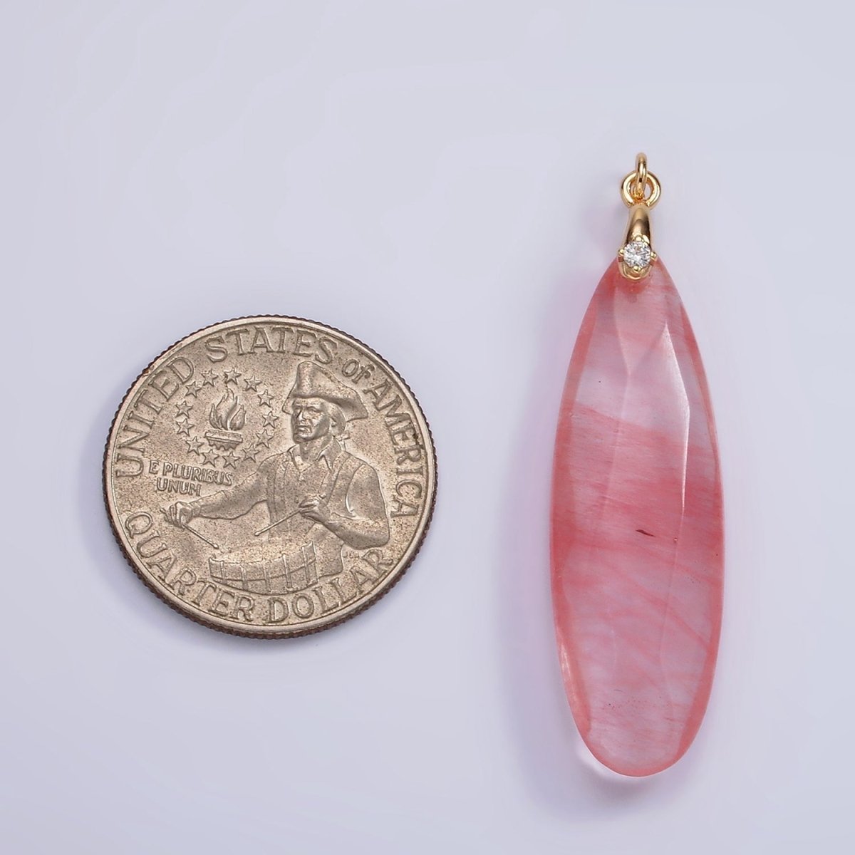 14K Gold plated 45mm Natural Gemstone Teardrop Briolette Beads Charm | AC921 - AC927 - DLUXCA