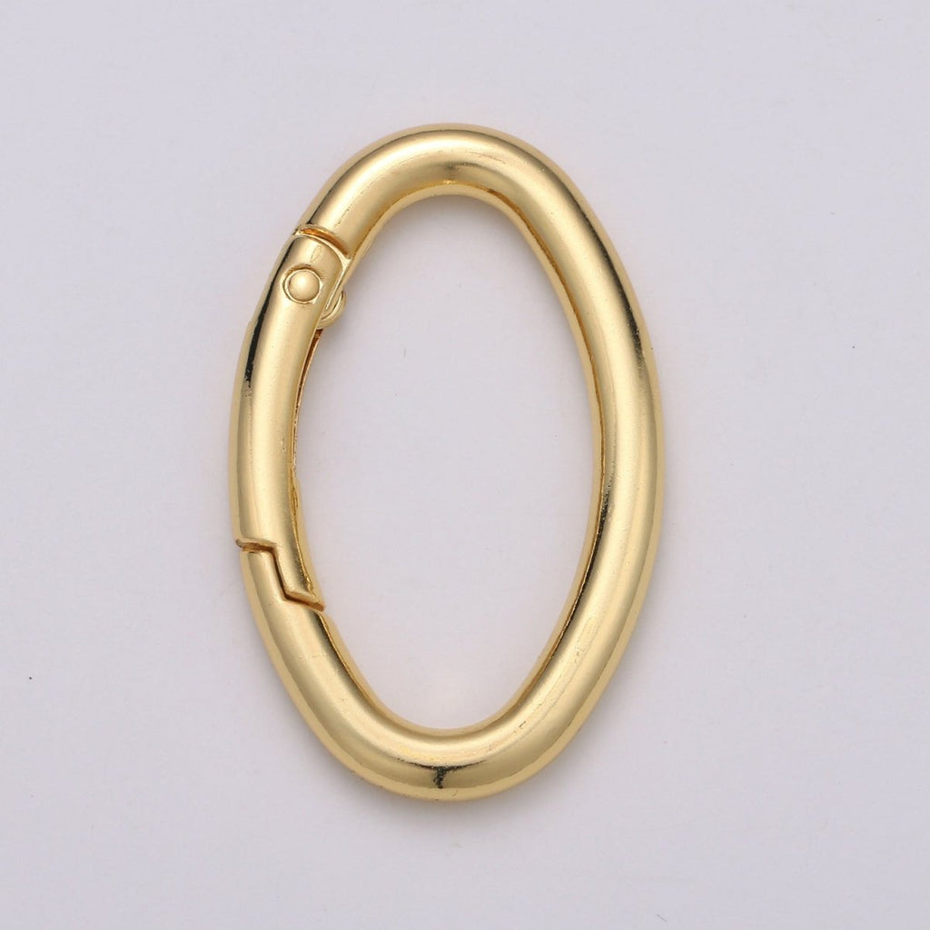 14K Gold plated 48mm Oval Oblong Push Spring Gate Jewelry Findings in Gold & Silver | L042 L043 - DLUXCA