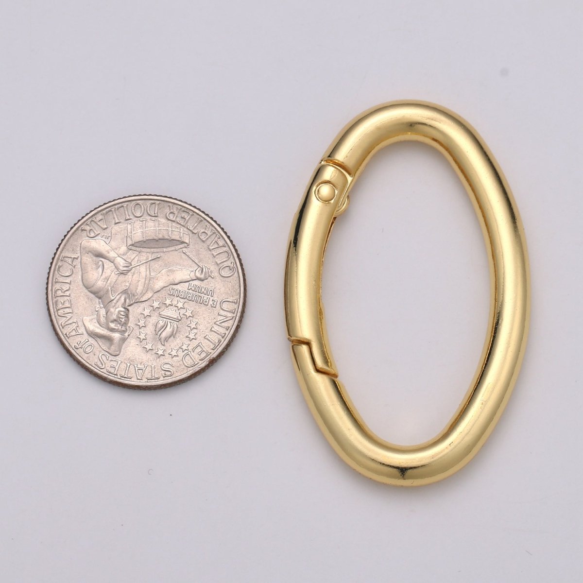 14K Gold plated 48mm Oval Oblong Push Spring Gate Jewelry Findings in Gold & Silver | L042 L043 - DLUXCA