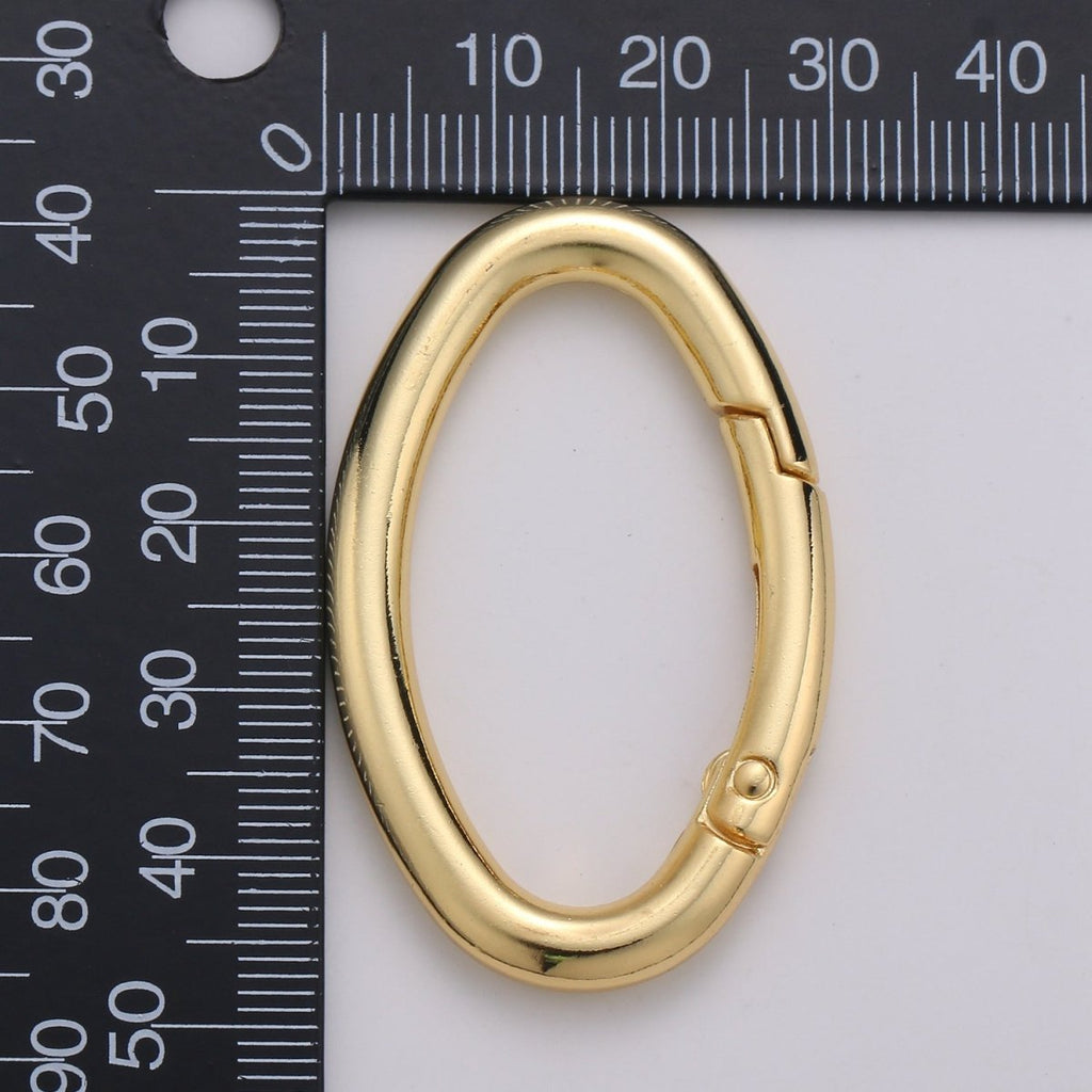 14K Gold plated 48mm Oval Oblong Push Spring Gate Jewelry Findings in Gold & Silver | L042 L043 - DLUXCA