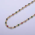 14K Gold plated 4MM Rainbow Round Cut Bezel Chain by Yard, Station Necklace CZ Diamond by Foot for Necklace Bracelet Jewelry Making | ROLL-773 Clearance Pricing - DLUXCA