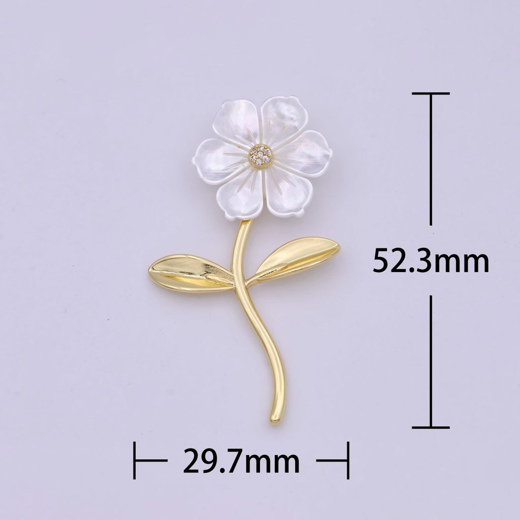 14K Gold plated 52mm Micro Paved Bindweed Flower Pendant | H469 - DLUXCA
