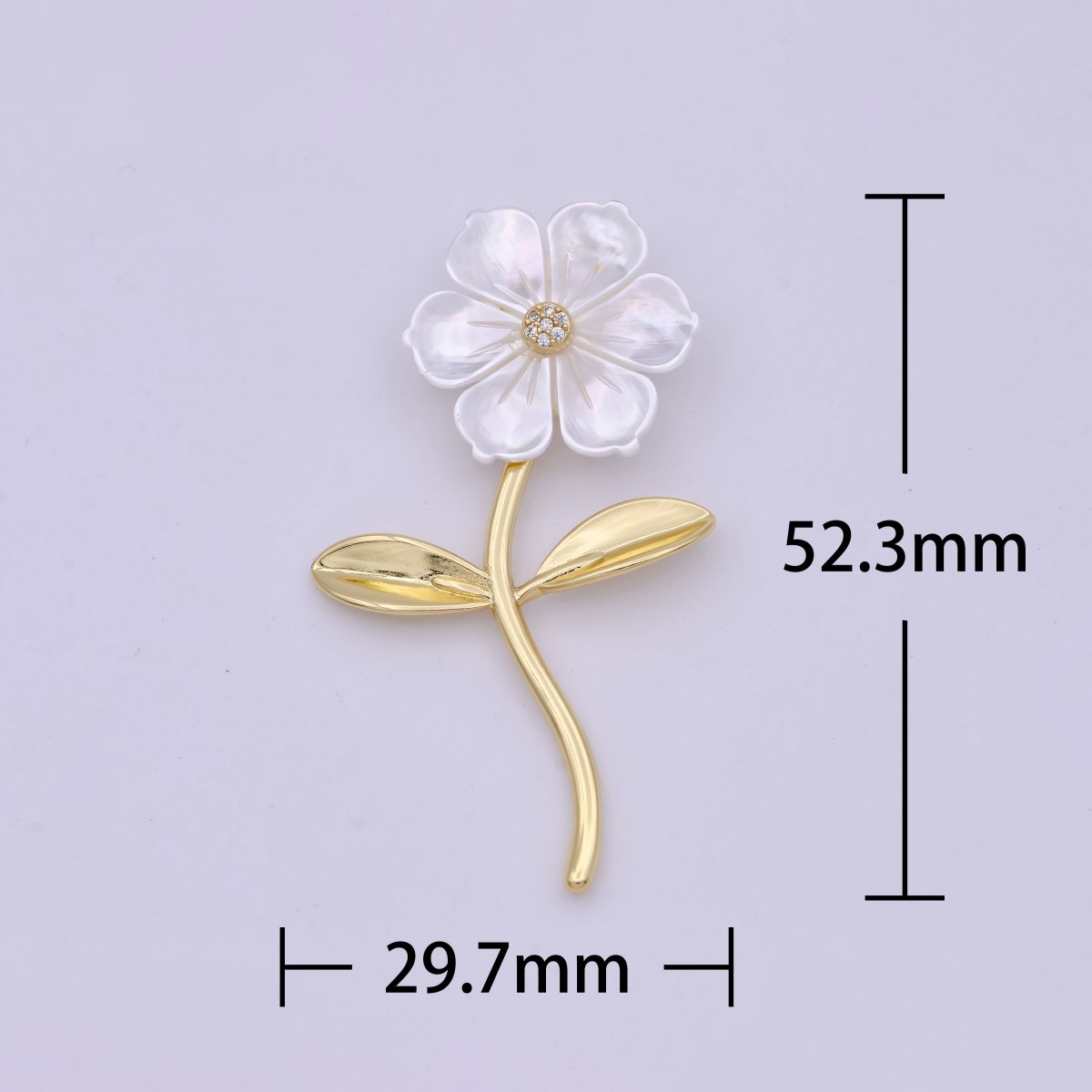 14K Gold plated 52mm Micro Paved Bindweed Flower Pendant | H469 - DLUXCA