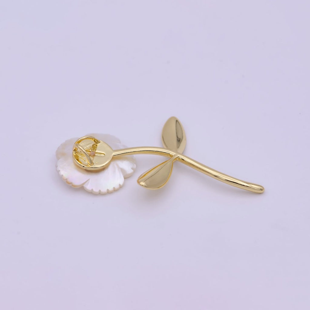 14K Gold plated 52mm Micro Paved Bindweed Flower Pendant | H469 - DLUXCA