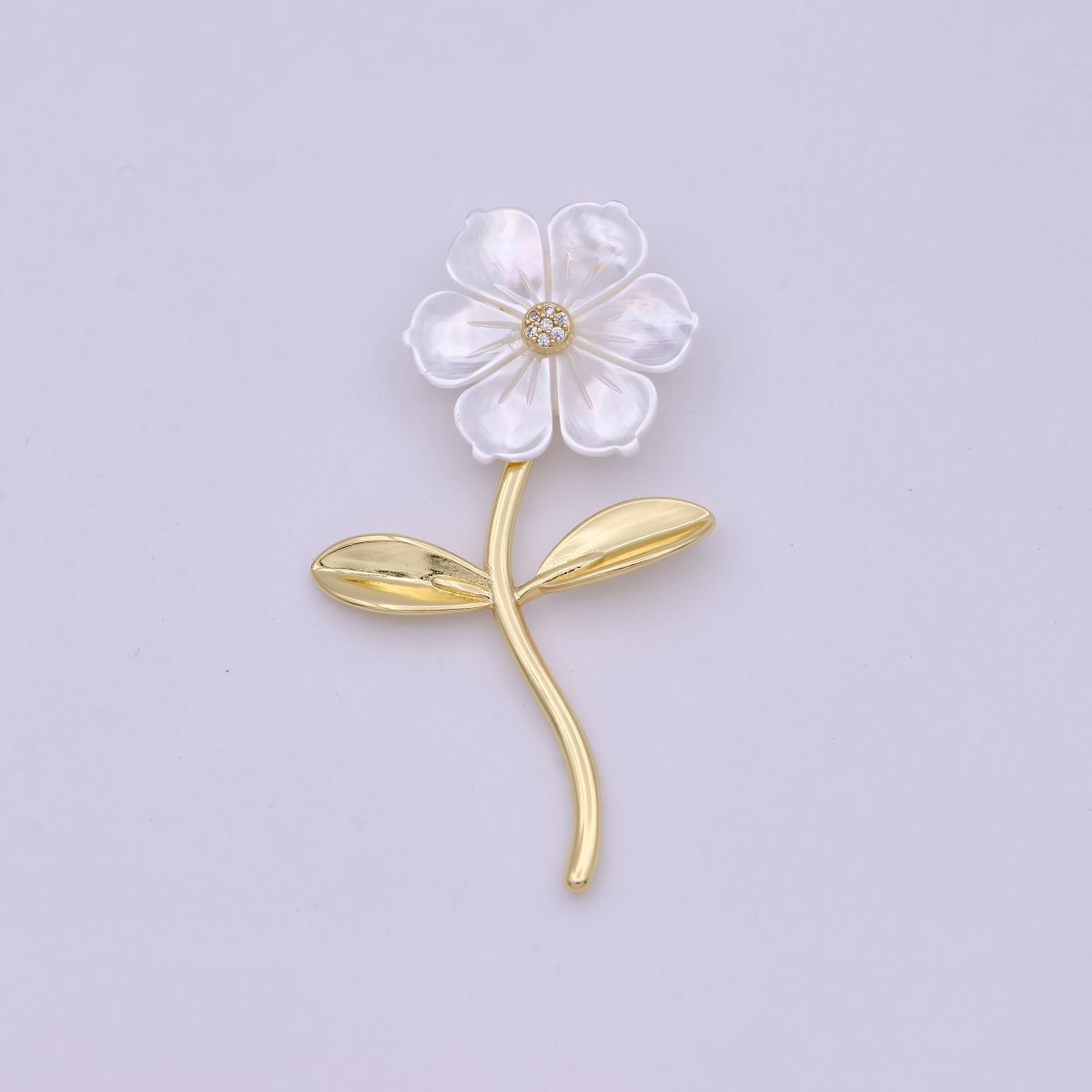 14K Gold plated 52mm Micro Paved Bindweed Flower Pendant | H469 - DLUXCA