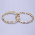 14K Gold plated 55mm Clear CZ Baguette Hinge Hoop Earrings in Gold & Silver | AE493 AE494
