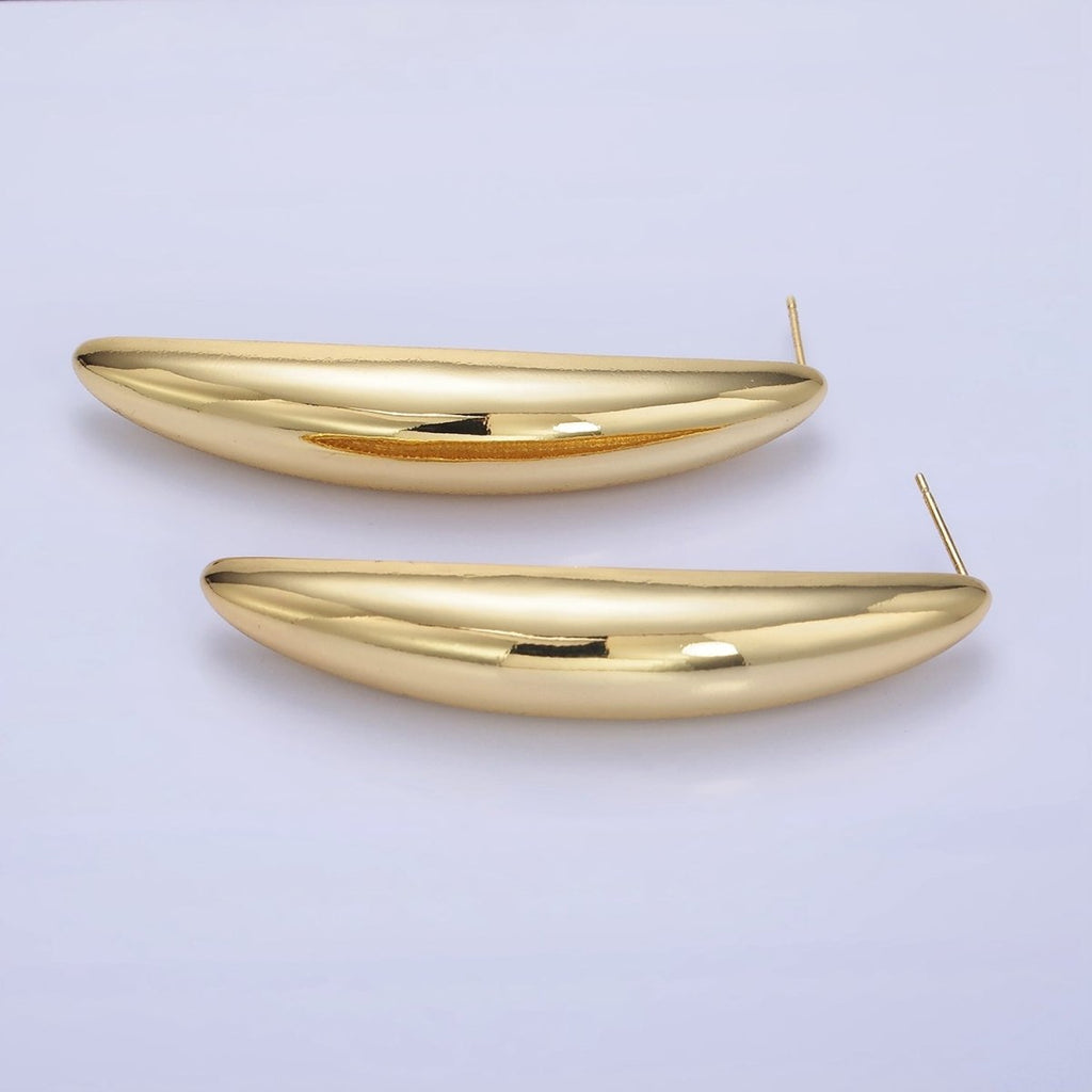 14K Gold plated 55mm Curved Dome Sphere Stud Earrings | P465 - DLUXCA