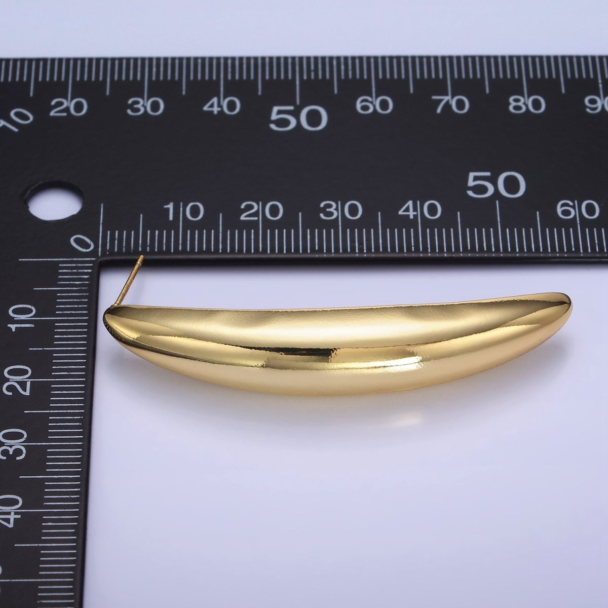 14K Gold plated 55mm Curved Dome Sphere Stud Earrings | P465 - DLUXCA
