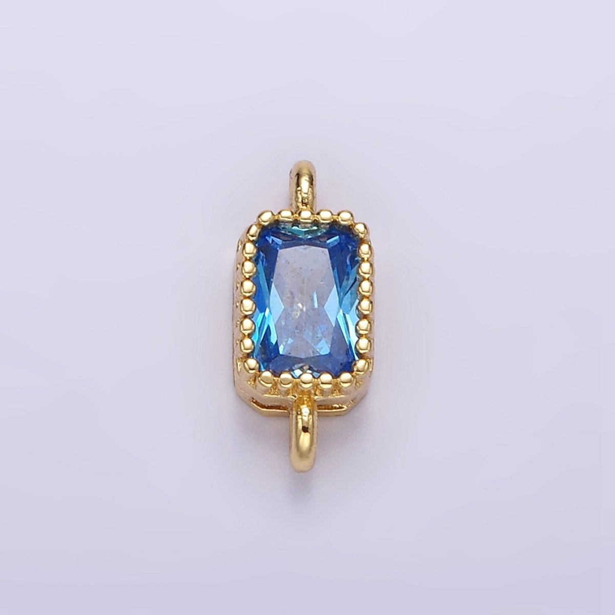 14K Gold plated 5mm Blue, Baby Blue CZ Baguette Bezel Connector | G176 G177