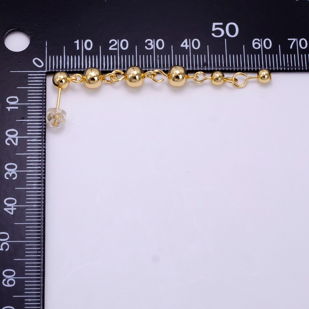 14K Gold plated 60mm Round Beaded Bubble Minimalist Drop Stud Earrings | AB1102 - DLUXCA