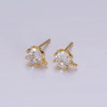 14K Gold plated 6.5mm Clear, Green Round CZ Open Loop Stud Earrings | Z634 Z635 - DLUXCA