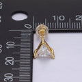 14K Gold plated 7.5mm, 9.5mm Clear CZ Triangle Bezel Stud Earrings | AE787 AE788 - DLUXCA