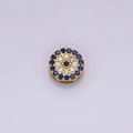 14K Gold plated 7.5mm Blue Evil Eye Micro Paved CZ Bead | B-840 - DLUXCA
