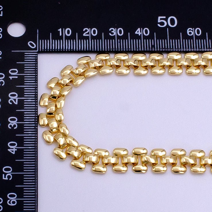 14K Gold plated 9.5mm Panther Chain 16 Inch Choker Necklace | WA-2414 - DLUXCA