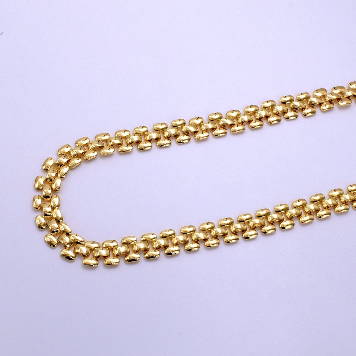 14K Gold plated 9.5mm Panther Chain 16 Inch Choker Necklace | WA-2414 - DLUXCA