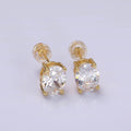 14K Gold plated 9mm Clear CZ Oval Stud Earrings | V188 - DLUXCA