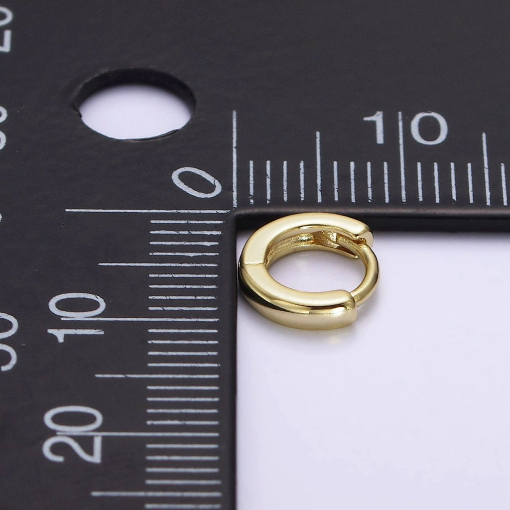 14K Gold plated 9mm Mini Flat Cartilage Huggie Earrings | AE808 - DLUXCA