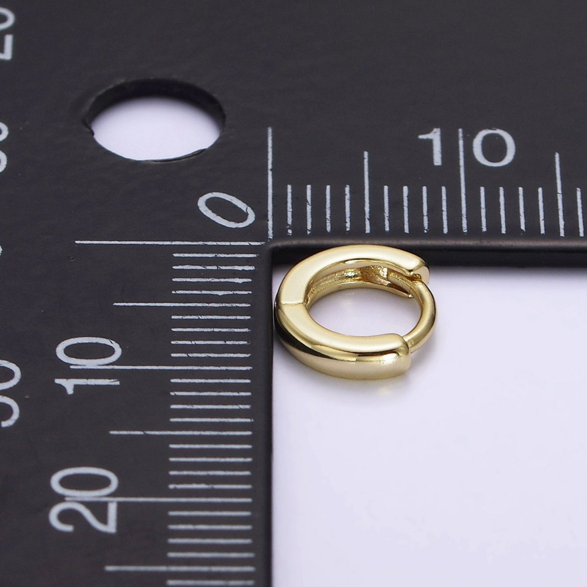 14K Gold plated 9mm Mini Flat Cartilage Huggie Earrings | AE808 - DLUXCA