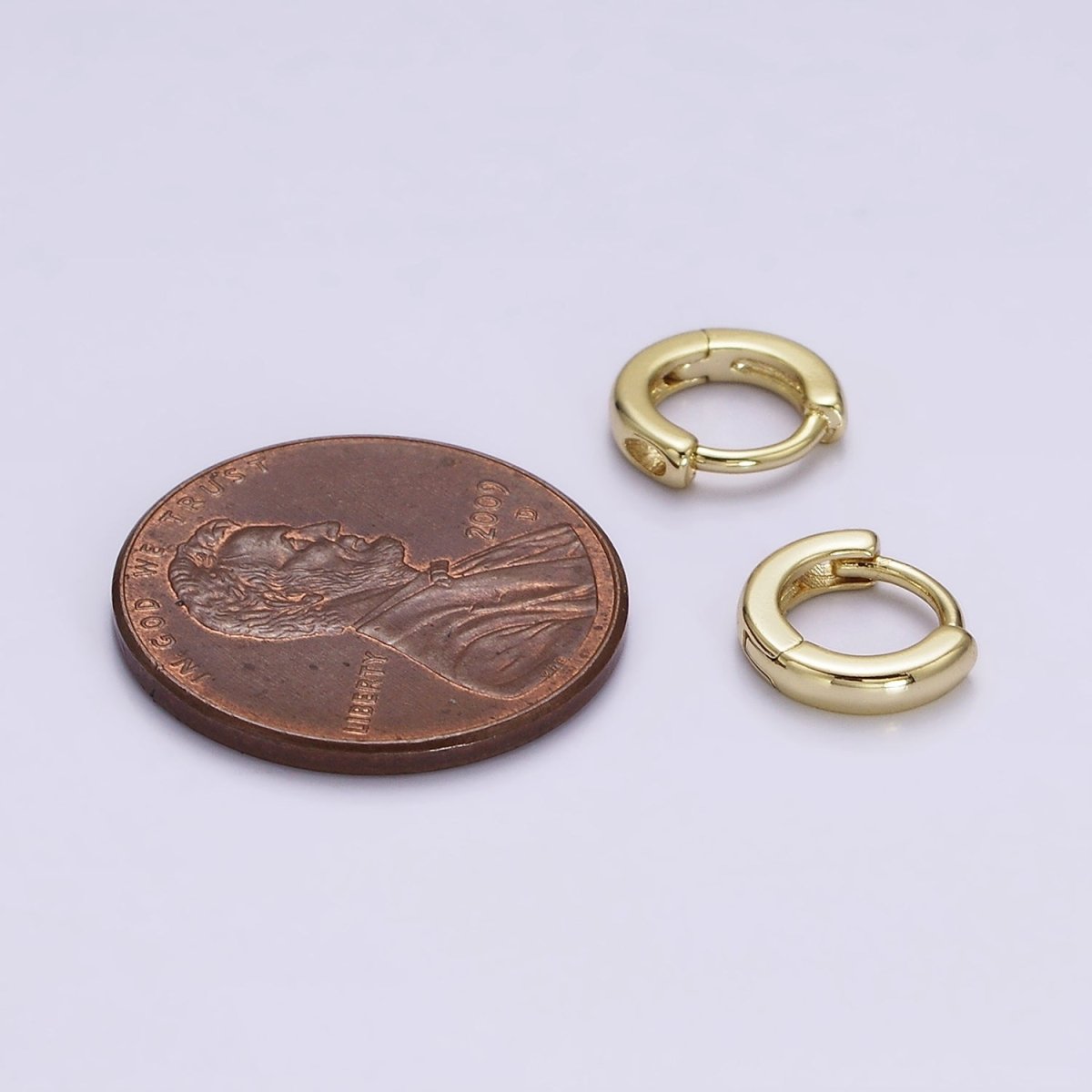14K Gold plated 9mm Mini Flat Cartilage Huggie Earrings | AE808 - DLUXCA