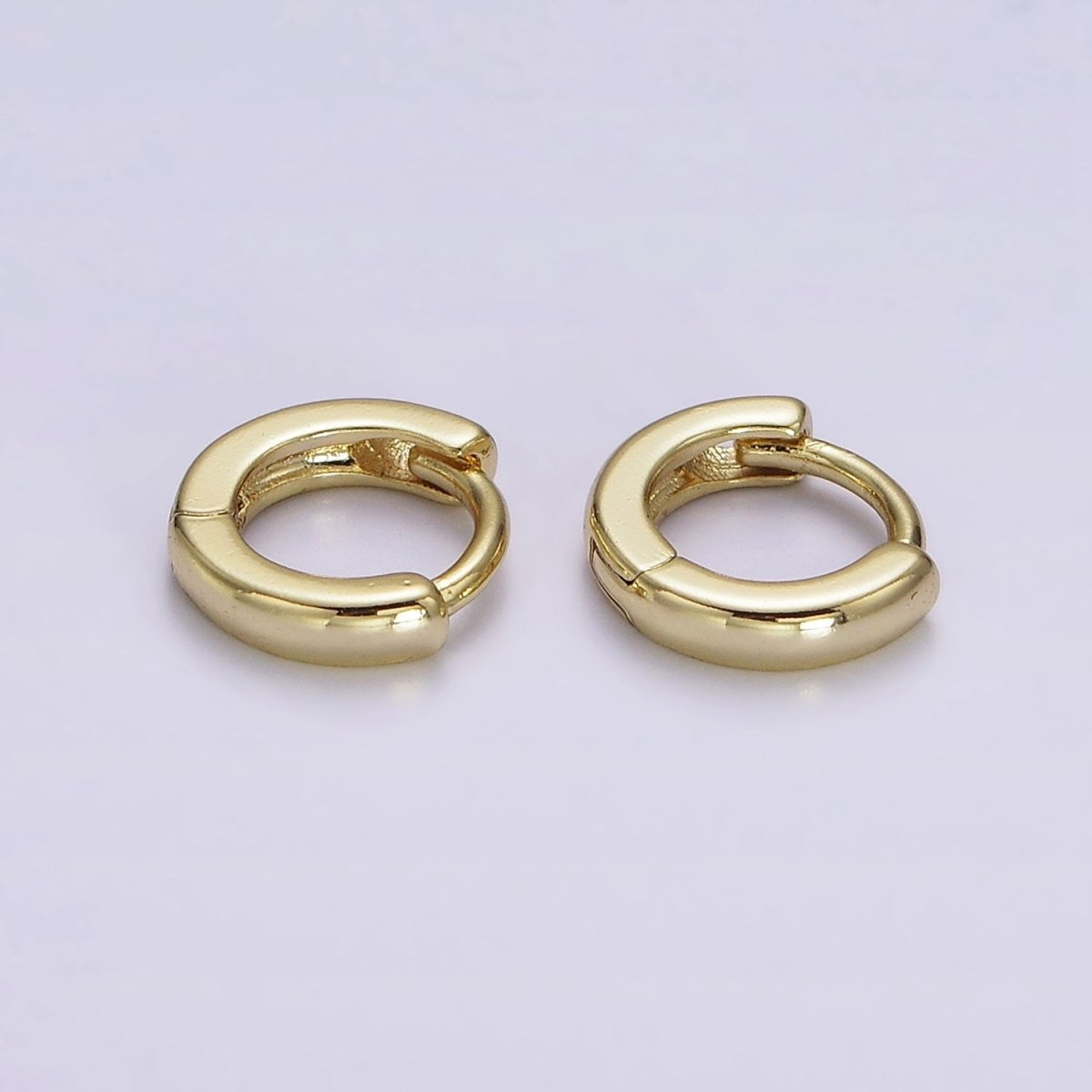14K Gold plated 9mm Mini Flat Cartilage Huggie Earrings | AE808 - DLUXCA