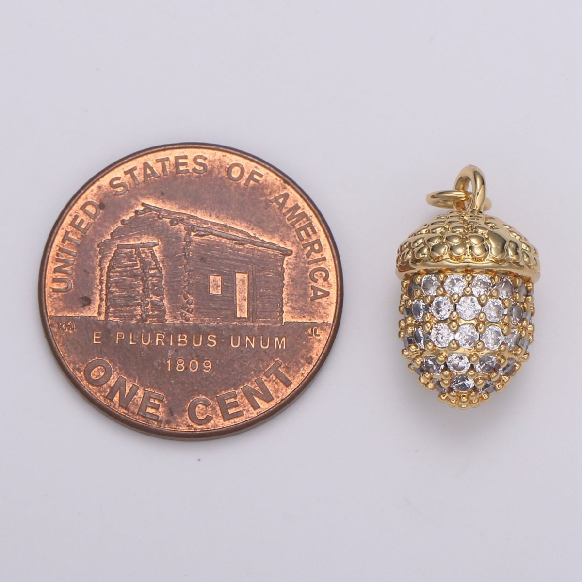 14K Gold plated Acorn Charm for Minimalist Necklace Jewelry Making supply Micro Pave Acorn Pendant for Bracelet Earring E-185 - DLUXCA