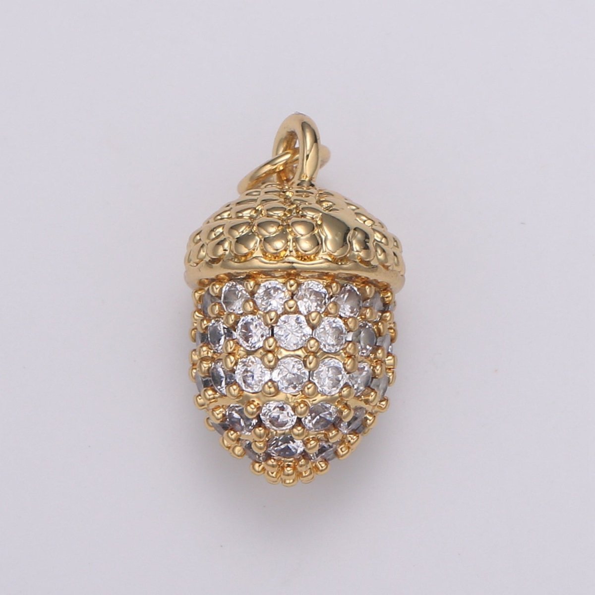 14K Gold plated Acorn Charm for Minimalist Necklace Jewelry Making supply Micro Pave Acorn Pendant for Bracelet Earring E-185 - DLUXCA