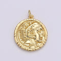 14k Gold plated Alexander the Great Greek Warrior Coin Medallion, Ancient Gold Coin Pendant, Jewelry DIY, Necklace Pendant, Wristlet Charm D-149 - DLUXCA