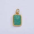 14K Gold plated Amazonite, Moonstone, Labradorite Rectangular Bezel Charm | AG-540 - AG-542 - DLUXCA