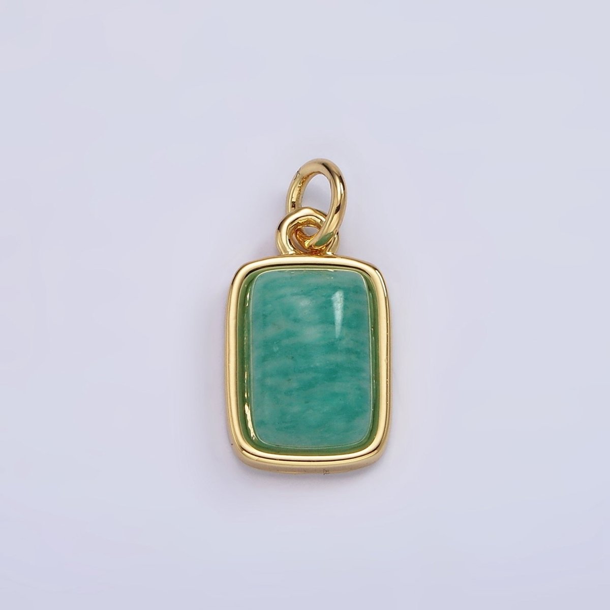 14K Gold plated Amazonite, Moonstone, Labradorite Rectangular Bezel Charm | AG-540 - AG-542 - DLUXCA