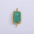 14K Gold plated Amazonite, Moonstone, Labradorite Rectangular Bezel Connector | G222 - G224 - DLUXCA