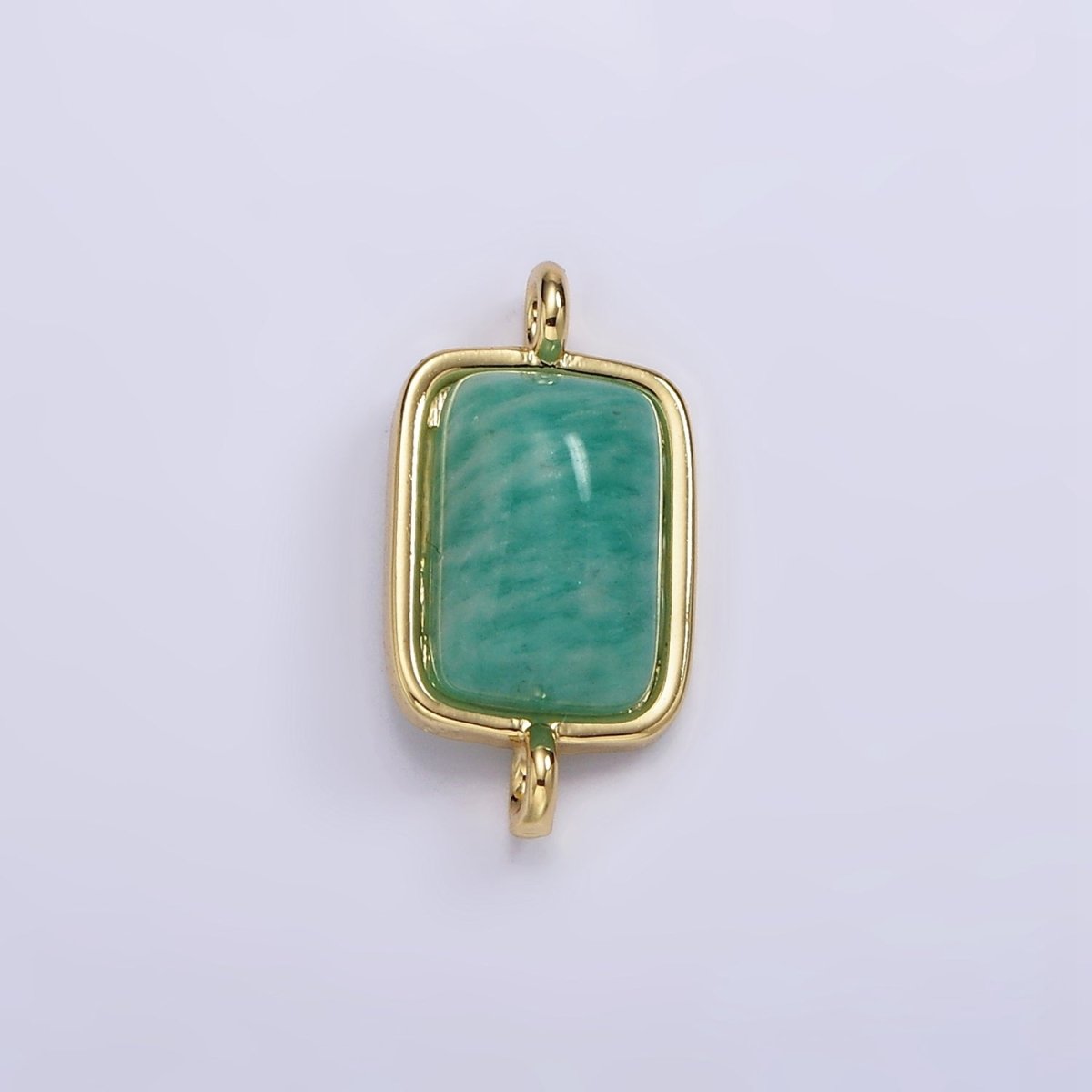 14K Gold plated Amazonite, Moonstone, Labradorite Rectangular Bezel Connector | G222 - G224 - DLUXCA