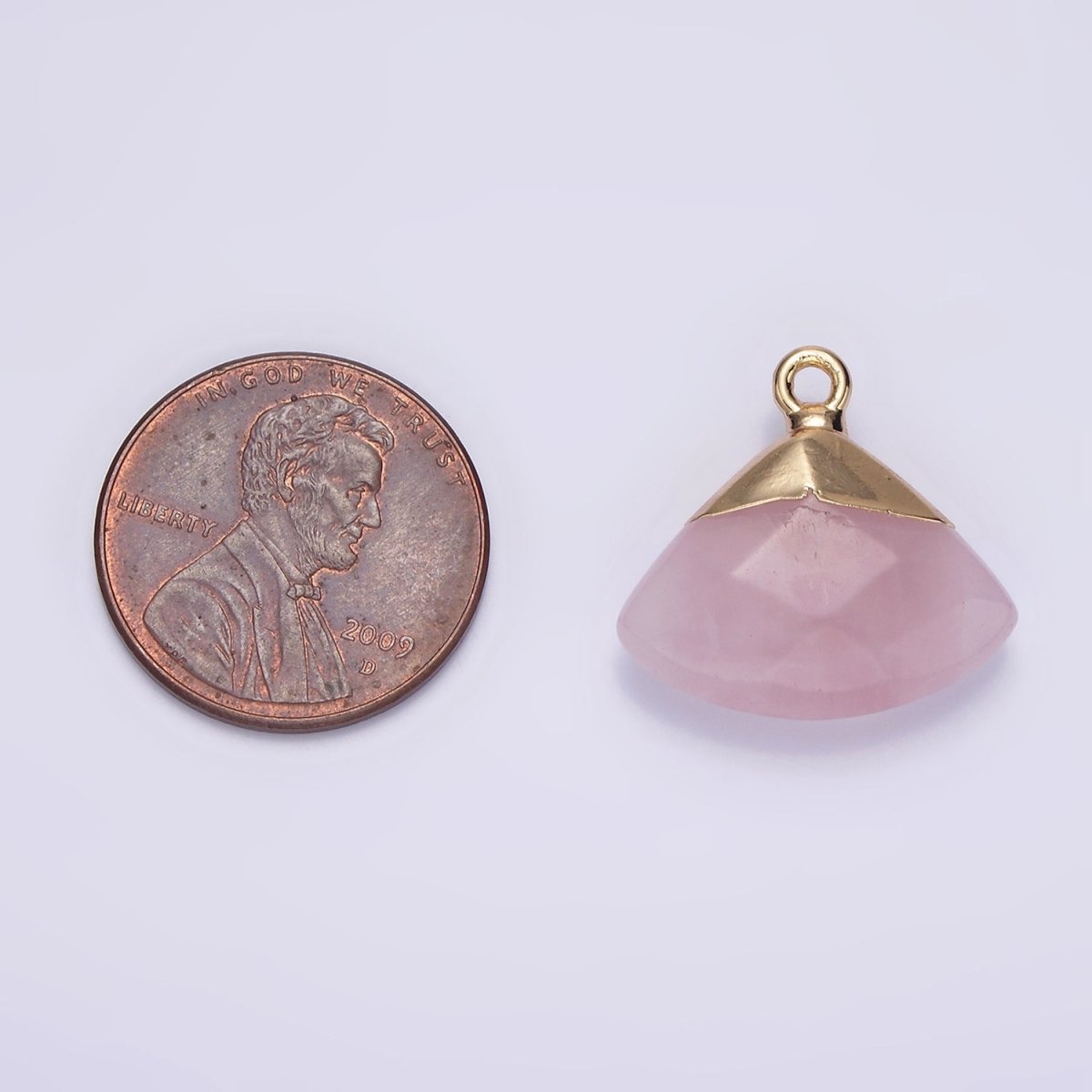 14K Gold plated Amethyst, Aventurine, Rose Quartz, Clear Quartz, Amazonite Triangle Fan Molten Charm | N1737 - N1741