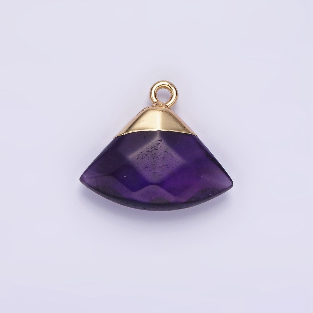 14K Gold plated Amethyst, Aventurine, Rose Quartz, Clear Quartz, Amazonite Triangle Fan Molten Charm | N1737 - N1741