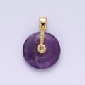 14K Gold plated Amethyst Clear CZ Dangle Micro Paved Pendant | AA540 - DLUXCA