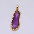 14K Gold plated Amethyst, Labradorite Multifaceted Geometric Bezel Pendant in Gold & Silver | AH038 - AH041