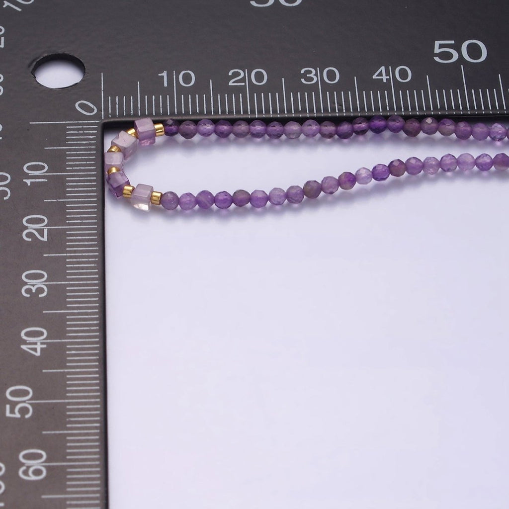 14K Gold plated Amethyst Multifaceted Purple Rope Adjustable Friendship Bracelet | WA-2007 - WA-2009 Clearance Pricing - DLUXCA