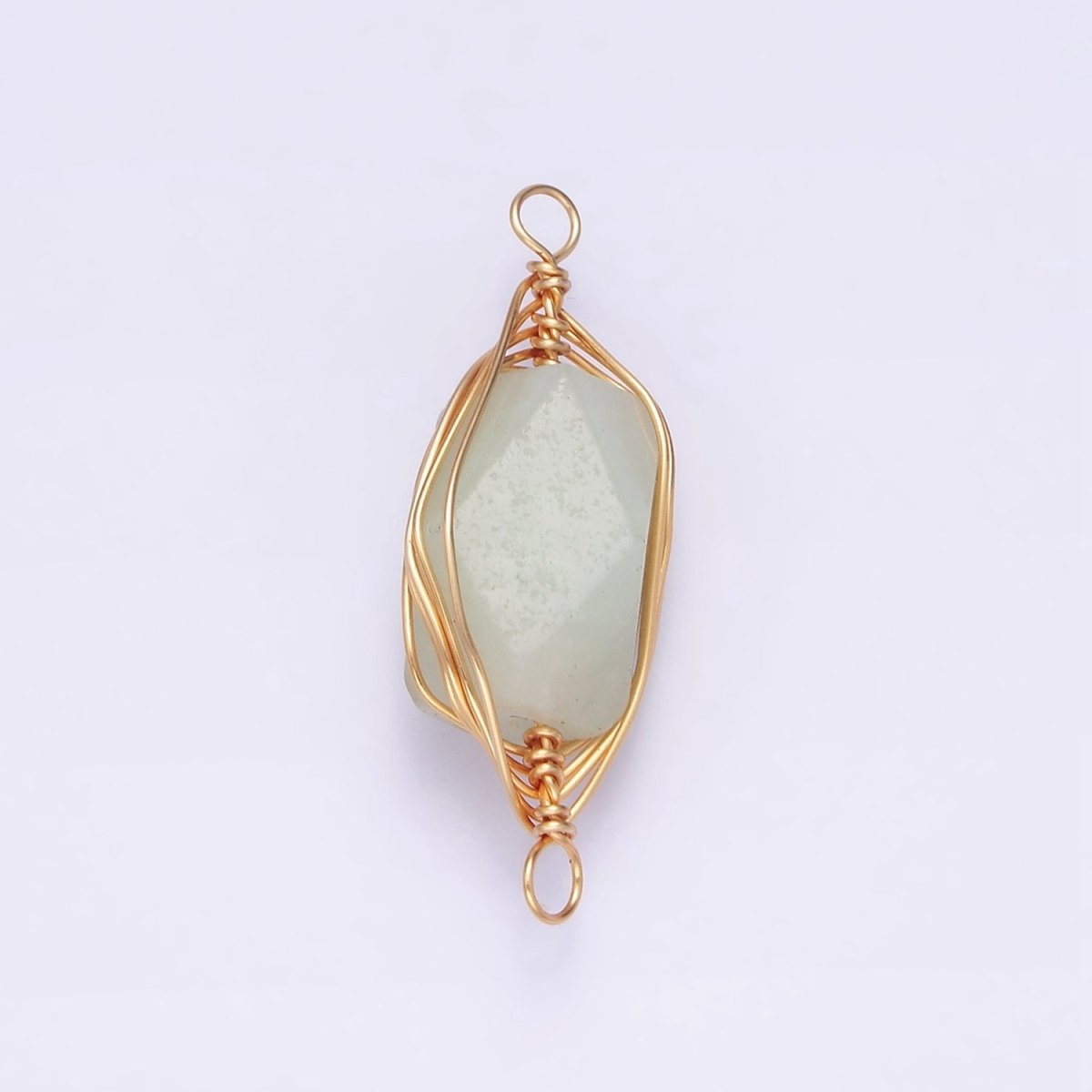 14K Gold plated Amethyst, Prehnite, Amazonite, Clear Quartz, Rose Quartz Wire Wrapped Connector | G044 - G048 - DLUXCA