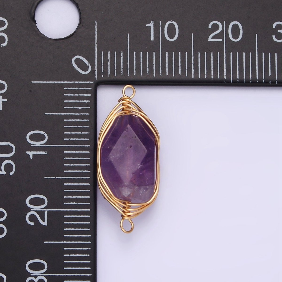 14K Gold plated Amethyst, Prehnite, Amazonite, Clear Quartz, Rose Quartz Wire Wrapped Connector | G044 - G048 - DLUXCA