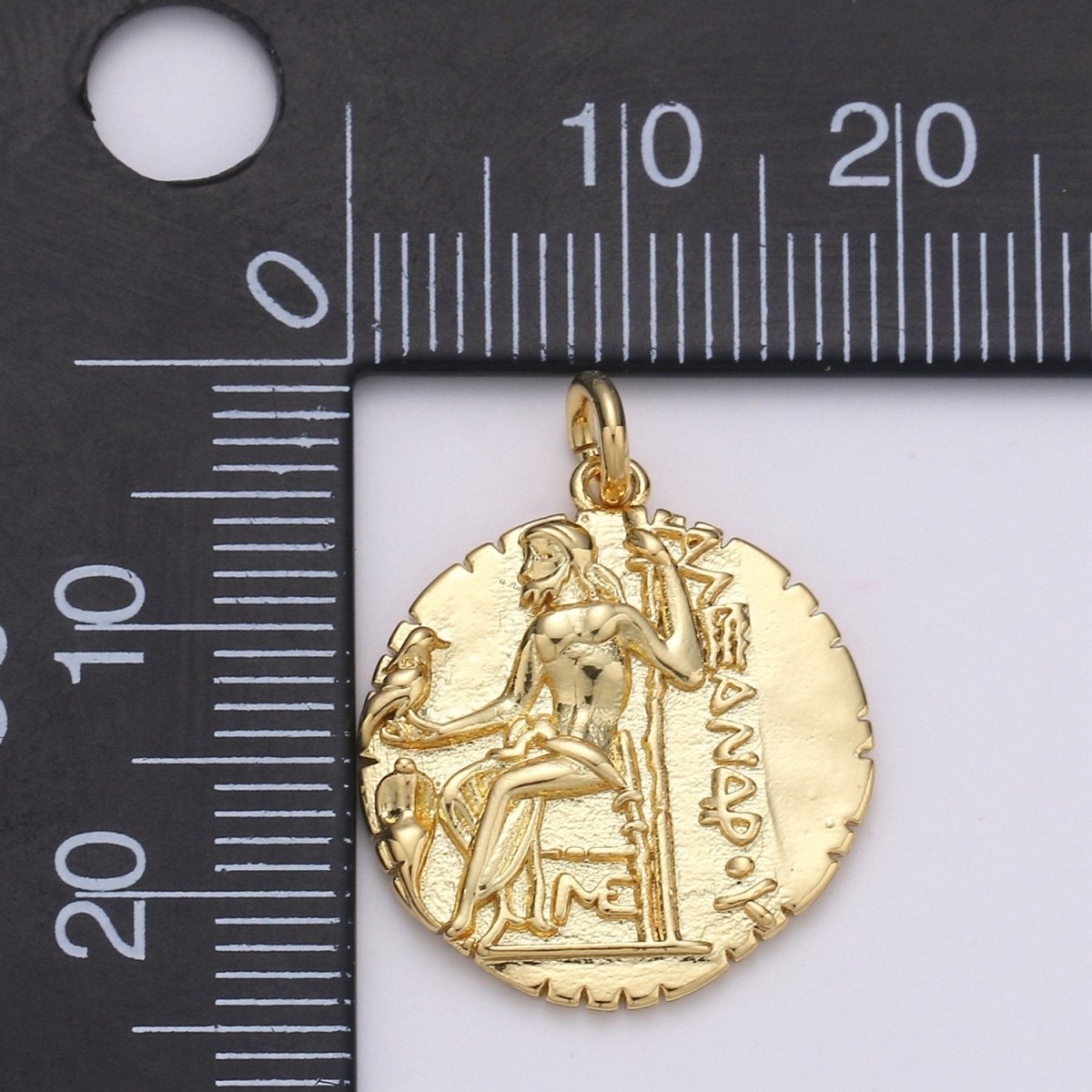 14k Gold plated Ancient Gold Coin Pendant, Greek Warrior Alexander the Great Coin Pendant, Earing DIY, Roman Coin Pendant, Earing Coin D-151 - DLUXCA