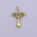 14k Gold plated Angel Charm Cubic Zirconia Guardian Angel Pendant N-1336 - DLUXCA
