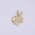 14K Gold plated Angel Fish Finding Memphis 15mm Micro Paved CZ Moorish Idol Open Charm Deep Sea | AG191 - DLUXCA