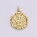 14k Gold plated Angel Pendant Charm, Cherub Pendant Charm, Gold plated Medallion Charm Round Disc Coin Charm For DIY Jewelry, D-676 - DLUXCA