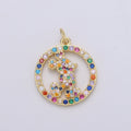 14k Gold plated Animal Charm Micro Pave Mouse Charm, Rainbow Cubic Charms, CZ Gold Colorful Charm, Dainty Minimalist Jewelry Supply D-763 - DLUXCA