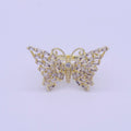 14K Gold plated Antenna Butterfly Clear Triangle CZ Wings Adjustable Ring | O-007 - DLUXCA