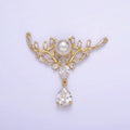 14K Gold plated Artisan Curved Pearl Baguette Teardrop Drop Connector in Gold & Silver | G283