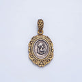 14K Gold plated Artisan Girl Portrait Mixed Metal Pendant | AA126 - DLUXCA