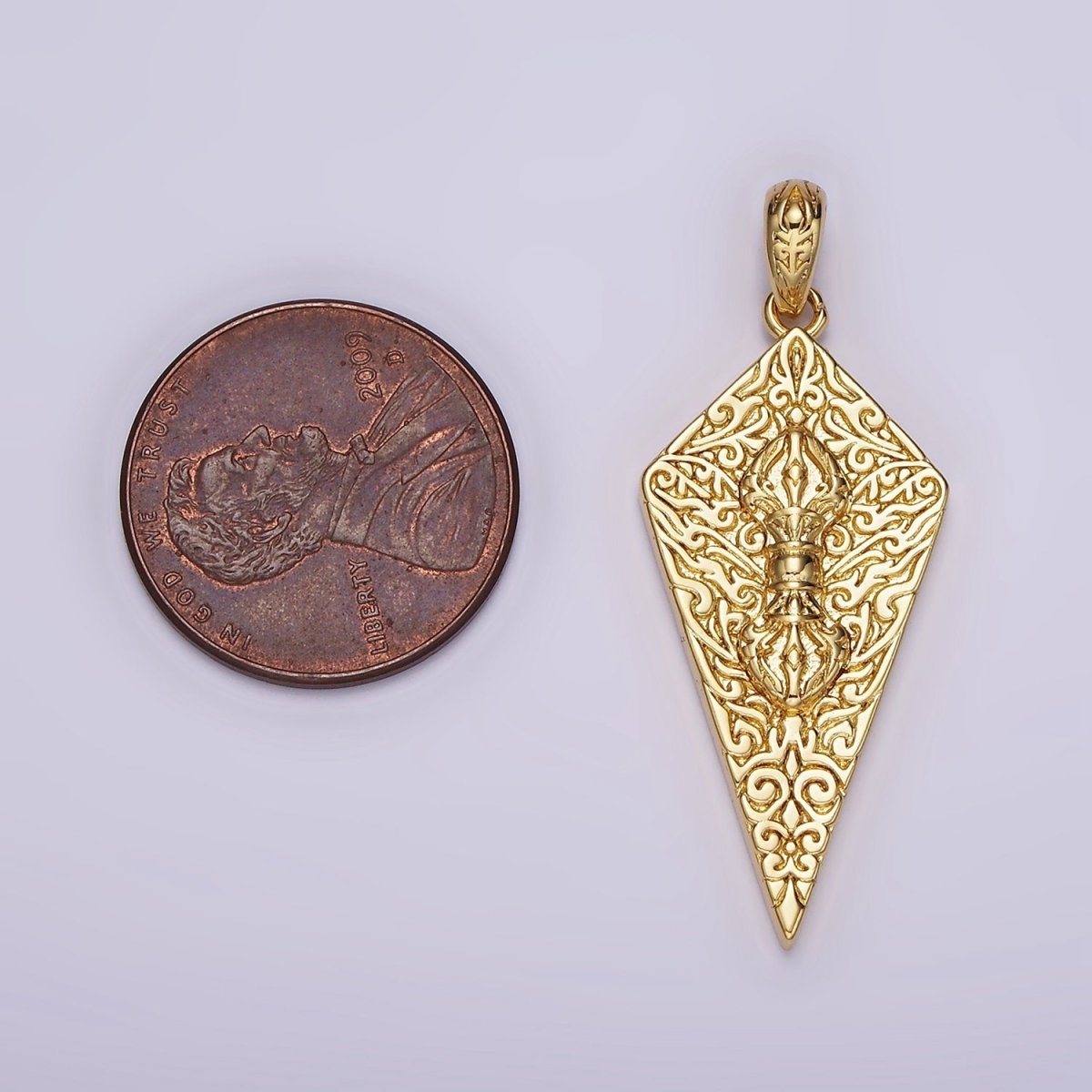 14K Gold plated Artisan Magician manifestation Charm Double Sided Pendant in Gold & Silver | AH124