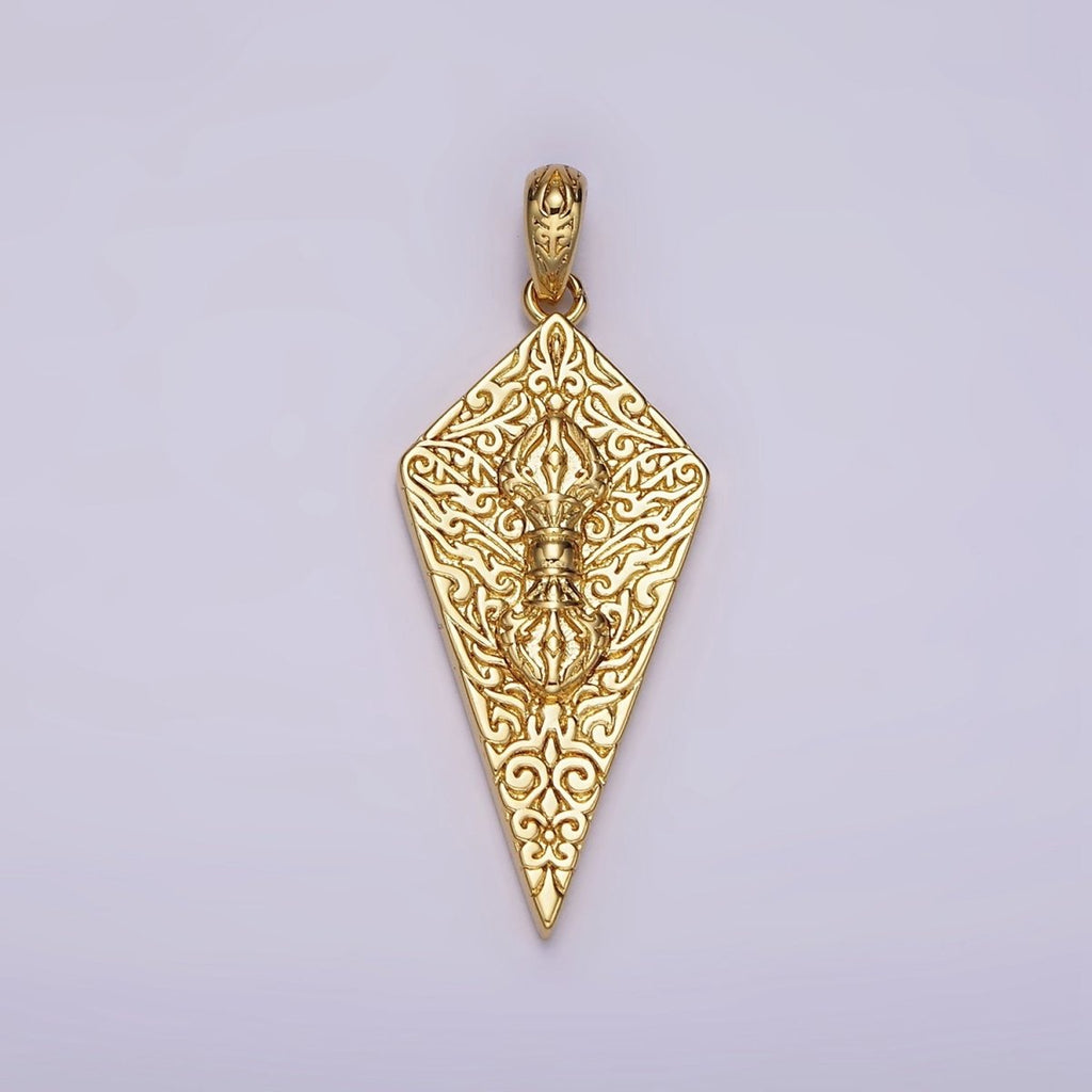 14K Gold plated Artisan Magician manifestation Charm Double Sided Pendant in Gold & Silver | AH124