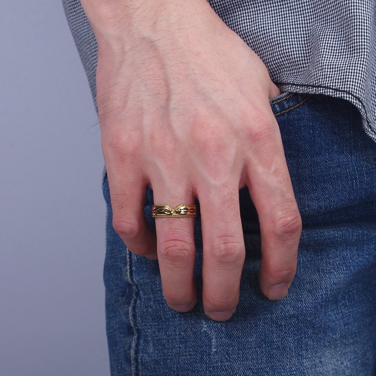 14K Gold plated Artisan Sunflower Nature Band Ring Set in Silver & Gold | O1064 O1065